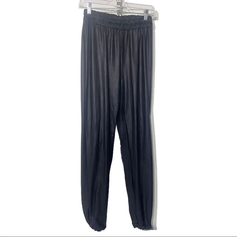 K too waxed fabric faux leather joggers pants L lg